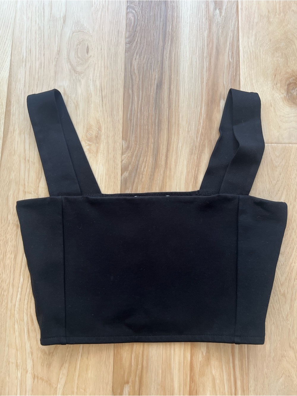 Zara Black Cropped Square-Neck Tank Top Medium